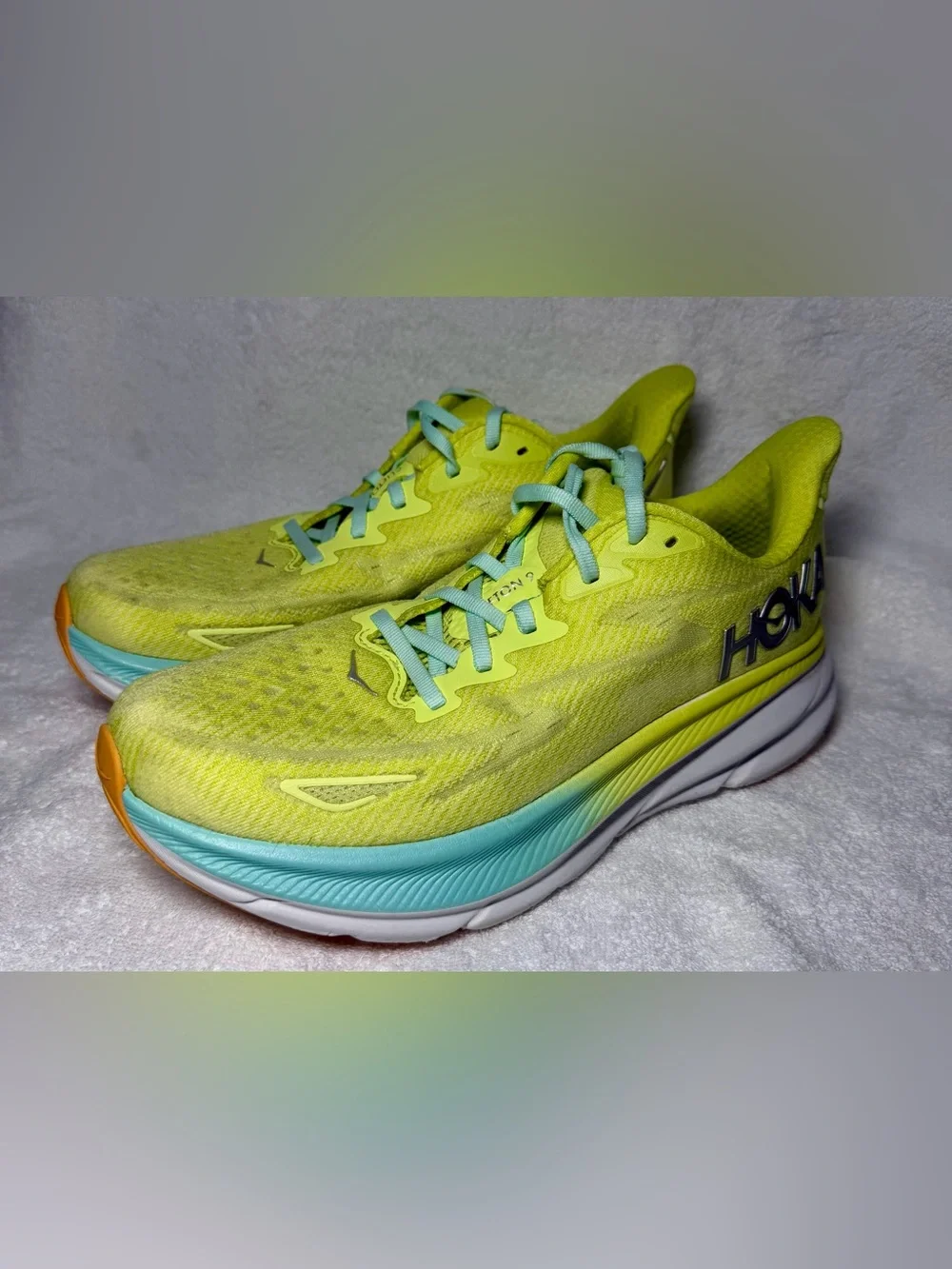 Hoka One One Women's Running Shoes - Yellow with Aqua Trim